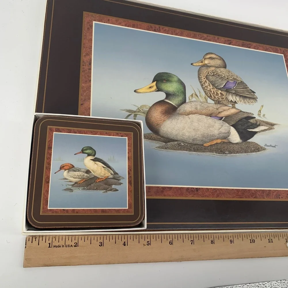 Pimpernel Duck Waterfowl Placemats‎ & Coasters Set Cork Backed Vintage England